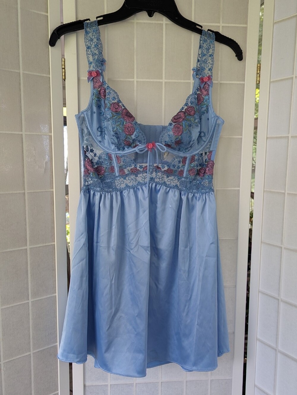 For Love And Lemons Blue Floral Slip Dress